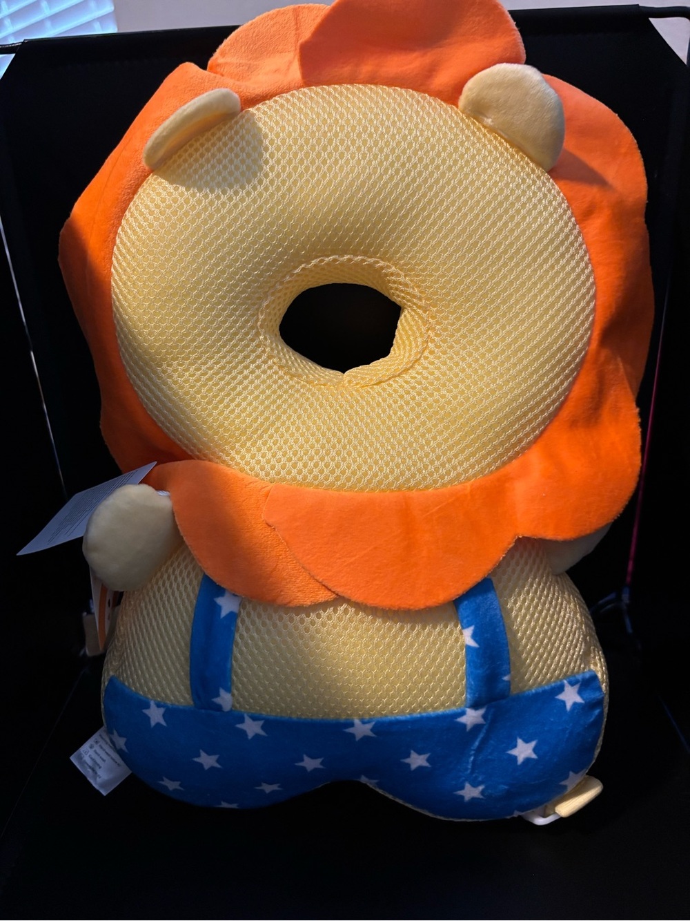 Plush Lion Head Support Pillow for Kids - Yellow & Orange